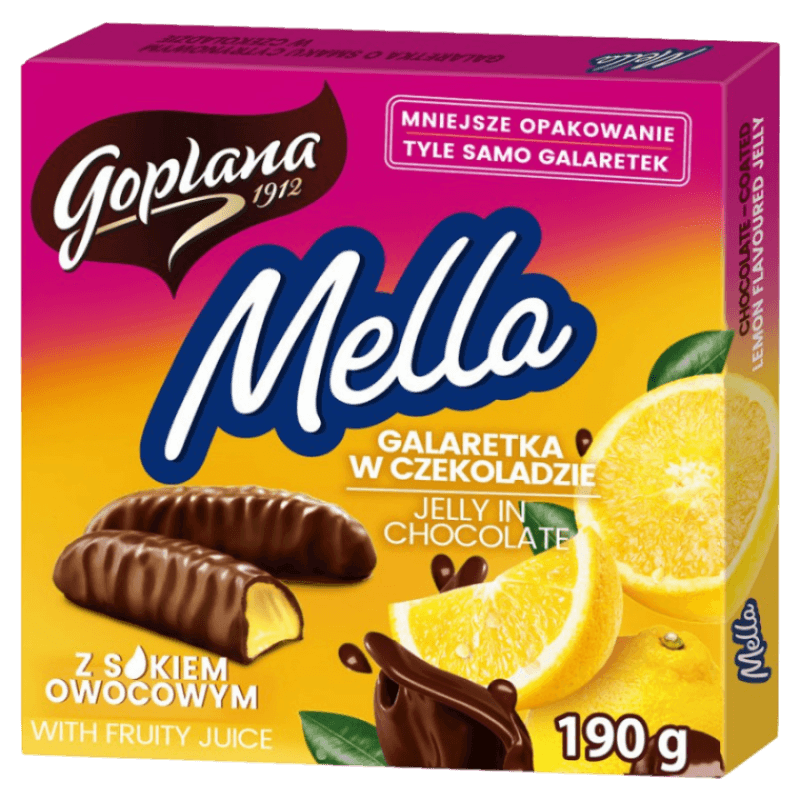 Goplana Mella Lemon Jelly - Galaretka o Smaku Cytrynowym w Czekoladzie (190g) - Pierogi Store