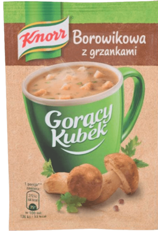 Knorr Instant Cup Boletus Soup Mix With Croutons - Goracy Kubek Borowikowa z Grzankami (15g) - Pierogi Store