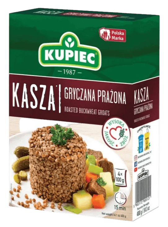 Kupiec Roasted Buckwheat Groats - Kasza Gryczana Prazona (Box 4 x 100g) - Pierogi Store