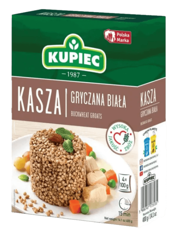 Kupiec White Buckwheat Groats - Kasza Gryzcana Biała (Box 4x100g) - Pierogi Store