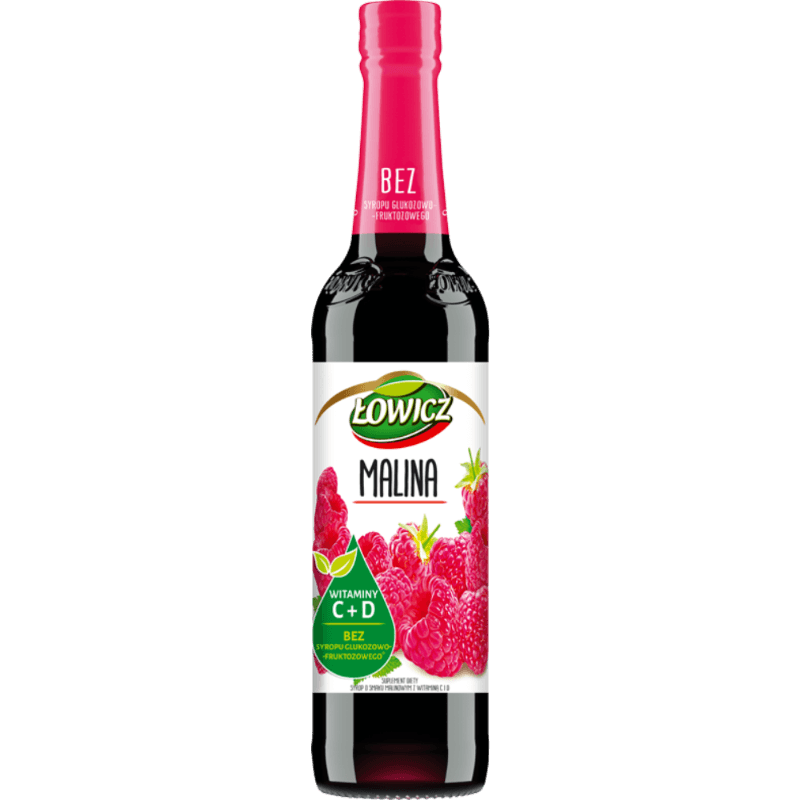 Lowicz Raspberry Syrup - Syrop z Malina (400ml) - Pierogi Store