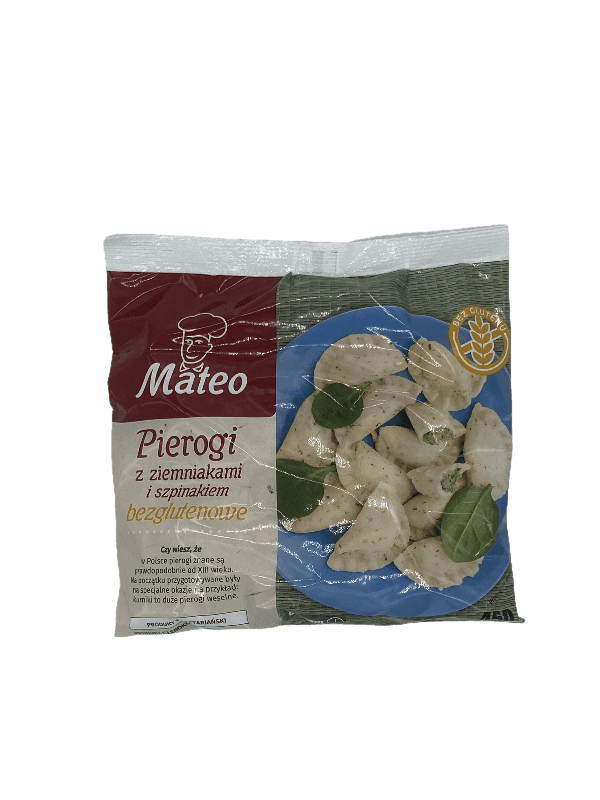 Mateo Dumplings with Potatoes and Spinach GF - Pierogi z Ziemniakami i Szpinakiem Bezglutenowe (450g) - Pierogi Store