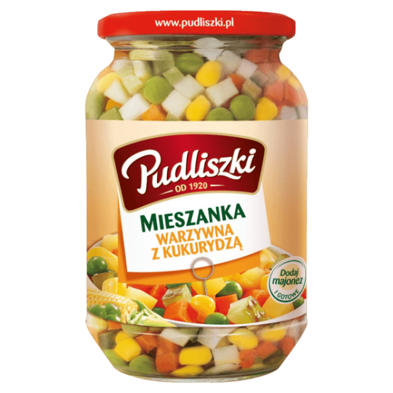 Pudliszki Vegetables with Corn - Mieszanka Warzywna z Kukurydzą (460g) - Pierogi Store
