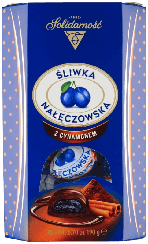 Solidarnosc Plum in Chocolate with Cinnamon Candy - Śliwka Nałęczowska z Cynamonem (190g) - Pierogi Store