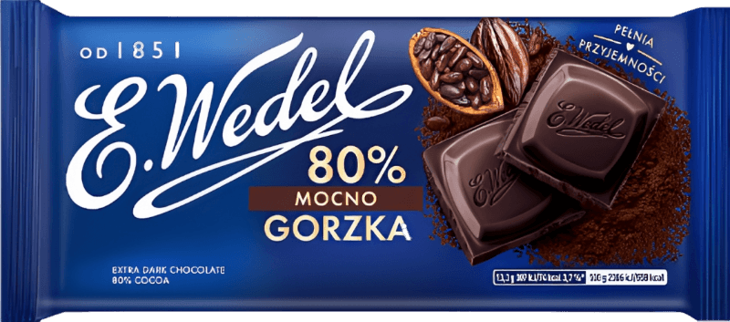 Wedel Dark Chocolate 80% - Ciemna Czekolada 80% (80g) - Pierogi Store