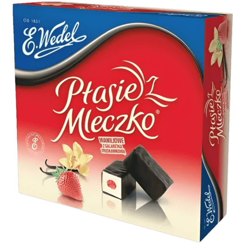 Wedel Strawberry Jello Marshmallows - Ptasie Mleczko Waniliow z Galaretka Truskawkowa (340g) - Pierogi Store