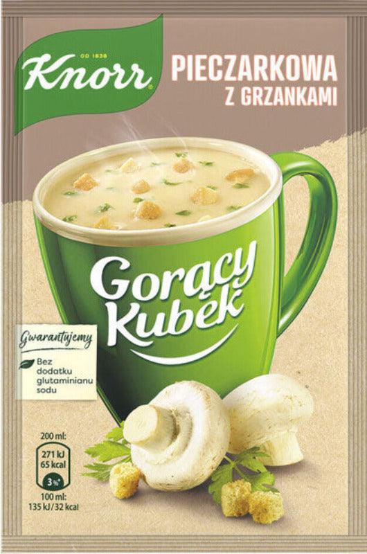 Knorr Instant Cup Mushroom Soup With Croutons - Goracy Kubek Pieczarkowa z Grzankami (15g) - Pierogi Store