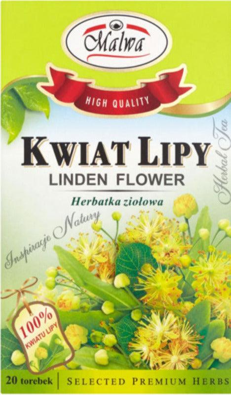 Malwa Linden Flower Tea - Herbata Kwiat Lipy (20 Tea Bags, 30g) - Pierogi Store