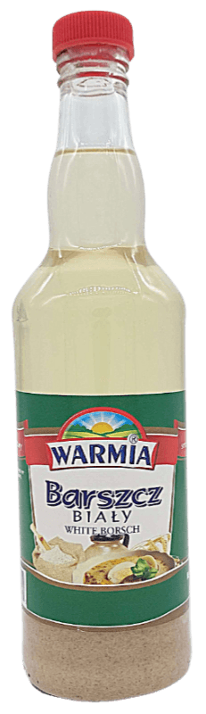 A glass bottle of Warmia White Borscht, (Barszcz Bialy)